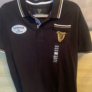 Guinness Ireland Black Polo Mens Large Shirt Beer Trademark 59 Rugby Bar NWT